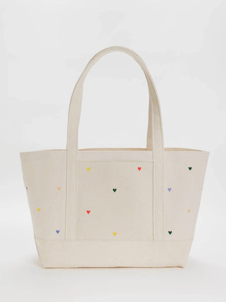 Medium Embroidered Hearts Tote