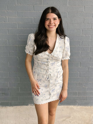 Gia Skirt White Blue