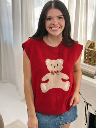 Teddy Sweater Vest Red