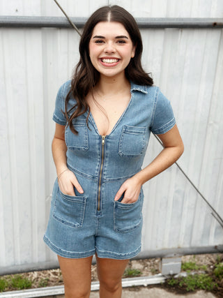 Ranch Romper - French Blue