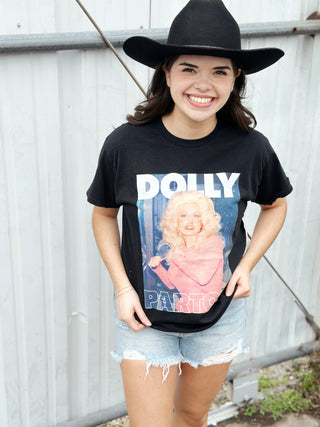Black Dolly Parton in Pink Thrifted Tee