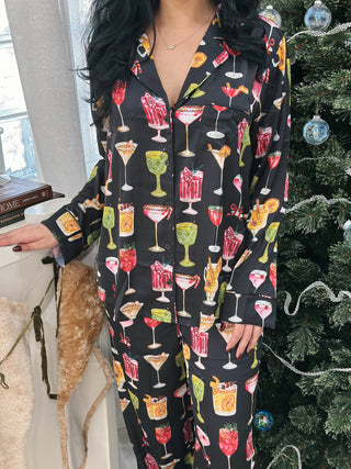 Classic PJ Set Holiday Cocktails Silky