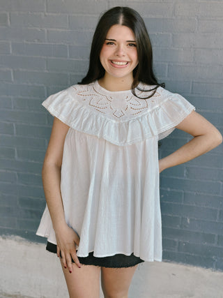 Eyelet Yoke Babydoll Top
