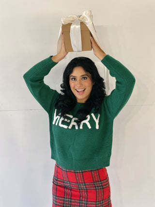 Merry Fluffy Patch Sweater