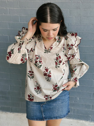 Berry Picking Top Ecru