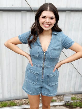 Ranch Romper - French Blue