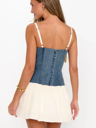 Tiffany Skort Dress Denim + Cream