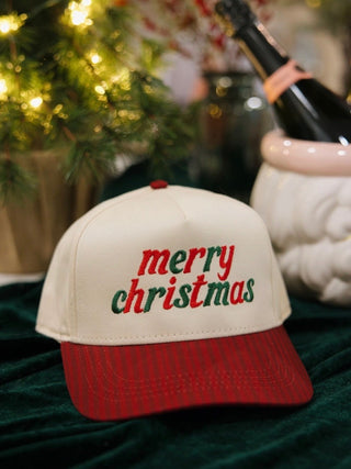 Merry Christmas Red Striped Trucker