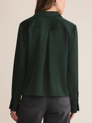 Ana Satin Top Garland Green