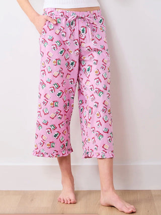 Lucky Tiles Ruffle Crop Pants Peony