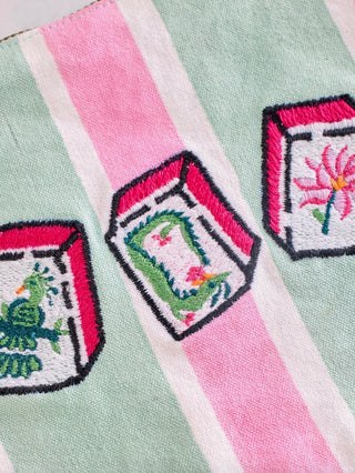 Mahjong Menagerie Canvas Pouch