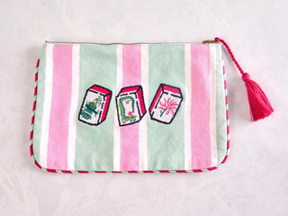 Mahjong Menagerie Canvas Pouch