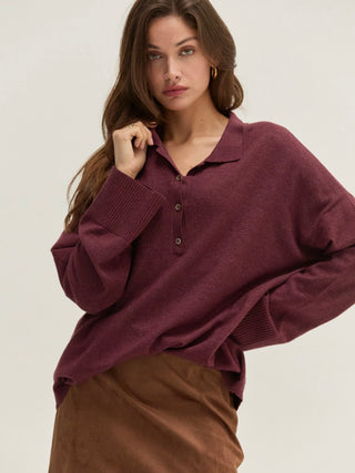 Heather Polo Sweater Top