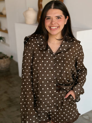 Maggie Brown Dot Blouse