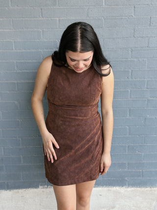 Atlas Suede Mini Dress Chicory Coffee