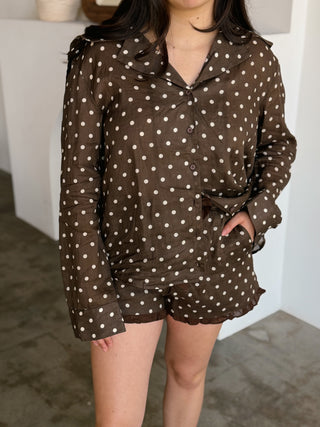 Maggie Brown Dot Blouse