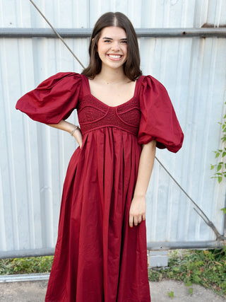 Cara Cognac Smocked Midi