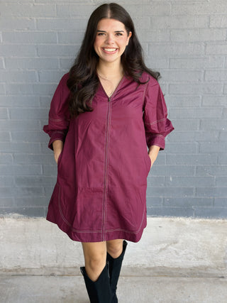 Ashland Dress Burgundy
